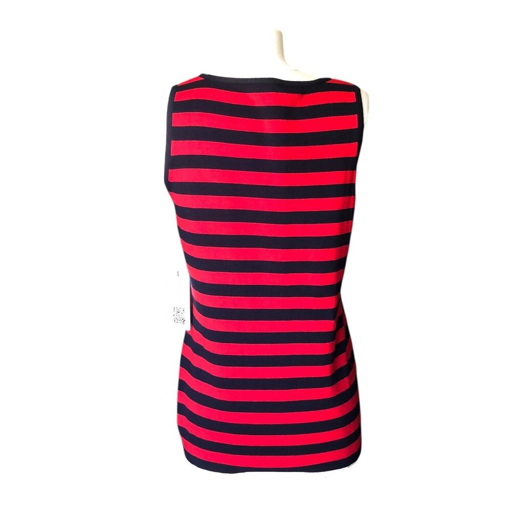 Rondina New York Square Neck Tank Top Red Navy Stripe Sleeveless Medium NWT - Picture 5 of 11